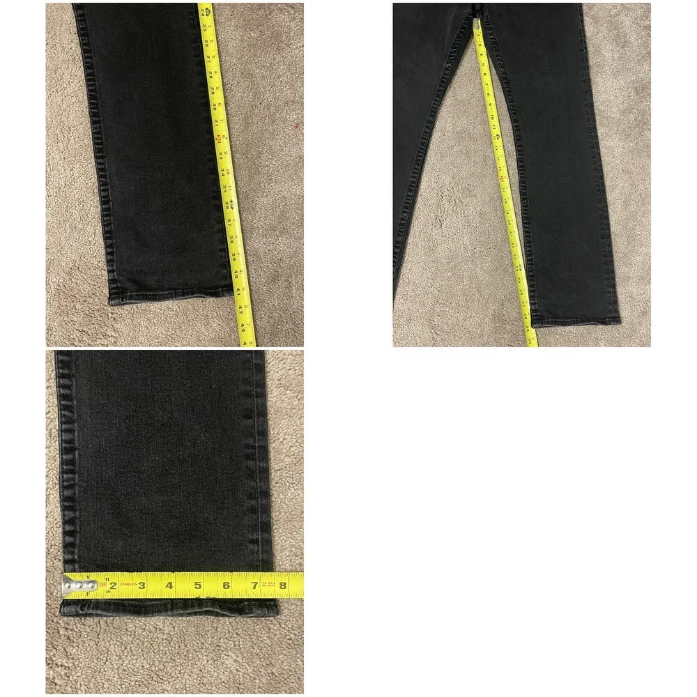 True Religion Jeans Mens 34x32 Black Section Straight Stretch Denim Flap Pockets